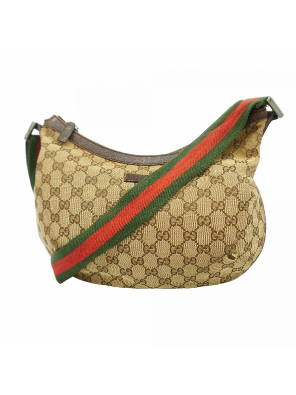 Gucci Shoulder Bag GG Canvas Sherry Line Brown Silver